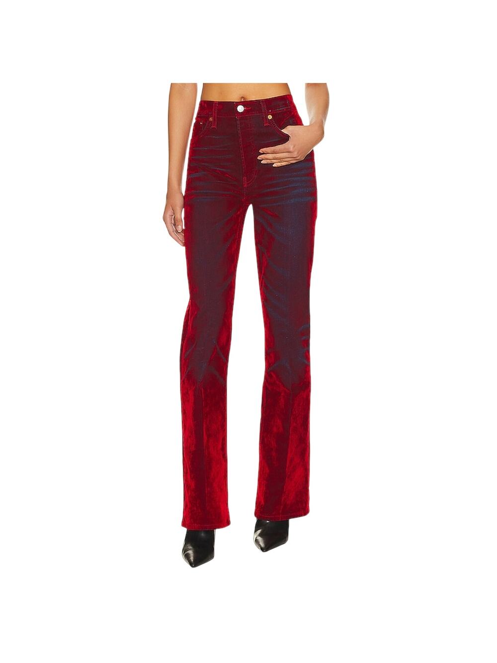 Re/Done Retro Distressed Red Flocked Originals 70s Bootcut Denim Jeans Size 23